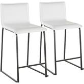 Mara 26" Counter Stool in White Leatherette & Black Metal (Set of 2)